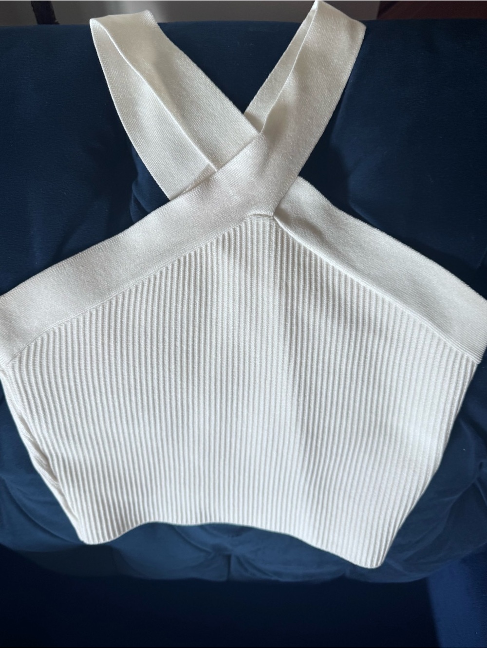 Crossback Ribbed Crop Top - Cream